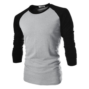 Men Long Sleeve T-Shirt Plain Cotton Tee Casual Top Blouse Shirt