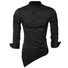 Load image into Gallery viewer, New Men Shirt Male Dress Shirts Men&#39;s Fashion Casual Stand Collar Long Sleeve Silk Fabric Shirt Social