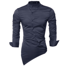 Load image into Gallery viewer, New Men Shirt Male Dress Shirts Men&#39;s Fashion Casual Stand Collar Long Sleeve Silk Fabric Shirt Social