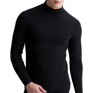 Autumn Winter Men High Neck Long Sleeve t shirts Basic t-shirt Men Warm Solid Slim Fit