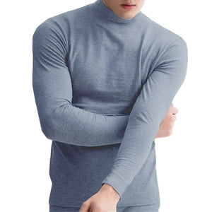 Autumn Winter Men High Neck Long Sleeve t shirts Basic t-shirt Men Warm Solid Slim Fit